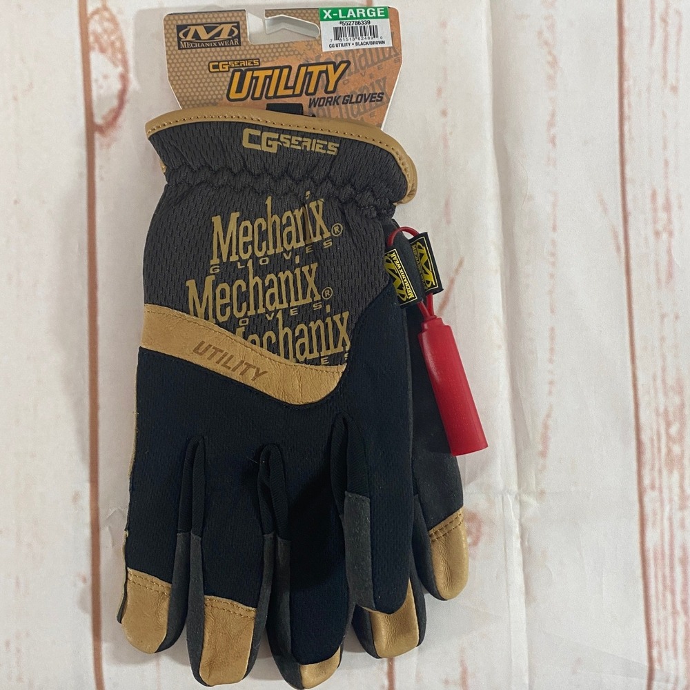 Mechanix Wear CG Series Utility Work Gloves Black Tan Leather XL New